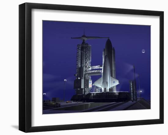 A Futuristic Space Shuttle Awaits Launch-Stocktrek Images-Framed Photographic Print