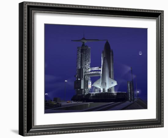 A Futuristic Space Shuttle Awaits Launch-Stocktrek Images-Framed Photographic Print