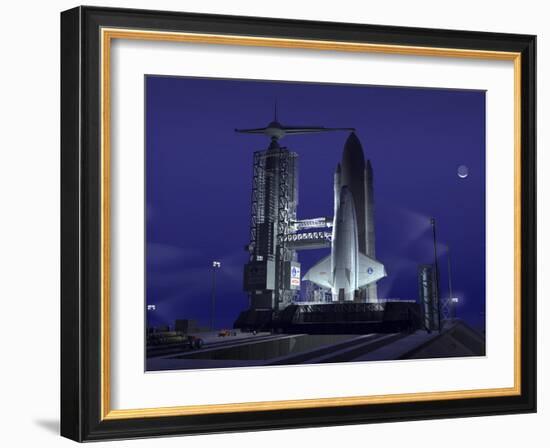 A Futuristic Space Shuttle Awaits Launch-Stocktrek Images-Framed Photographic Print