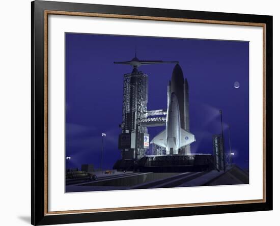 A Futuristic Space Shuttle Awaits Launch-Stocktrek Images-Framed Photographic Print