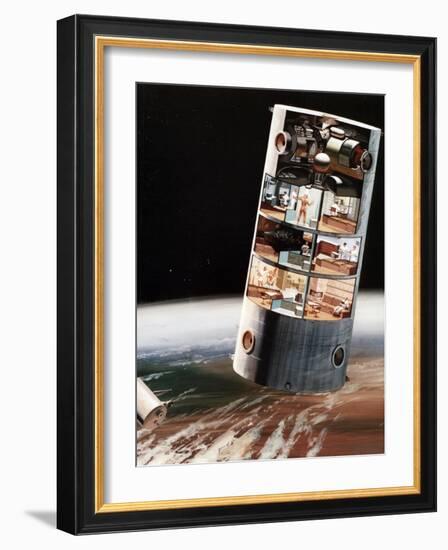 A Futuristic View of Living in Space, C1970S-null-Framed Giclee Print