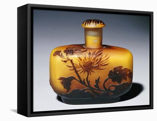 A Galle Carved, Acid-Etched and Cased Glass Flacon and Stopper with Chrysanthemum Design-Émile Gallé-Framed Premier Image Canvas