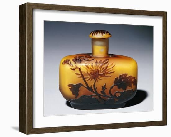 A Galle Carved, Acid-Etched and Cased Glass Flacon and Stopper with Chrysanthemum Design-Émile Gallé-Framed Giclee Print