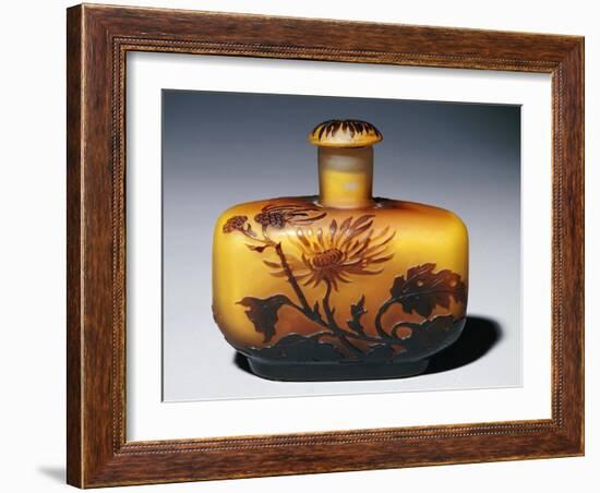 A Galle Carved, Acid-Etched and Cased Glass Flacon and Stopper with Chrysanthemum Design-Émile Gallé-Framed Giclee Print