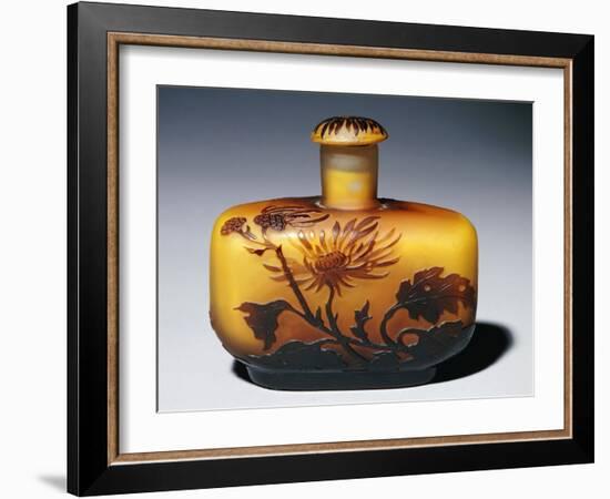 A Galle Carved, Acid-Etched and Cased Glass Flacon and Stopper with Chrysanthemum Design-Émile Gallé-Framed Giclee Print