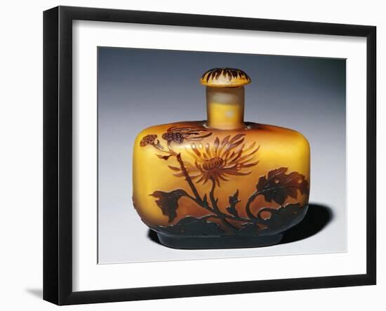 A Galle Carved, Acid-Etched and Cased Glass Flacon and Stopper with Chrysanthemum Design-Émile Gallé-Framed Giclee Print