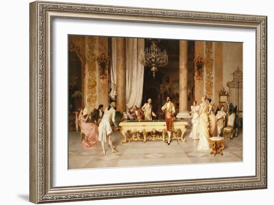 A Game of Billiards (Oil on Canvas)-Francesco Beda-Framed Giclee Print