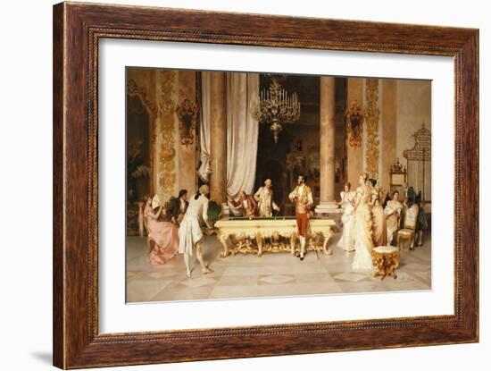 A Game of Billiards (Oil on Canvas)-Francesco Beda-Framed Giclee Print