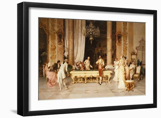 A Game of Billiards (Oil on Canvas)-Francesco Beda-Framed Giclee Print