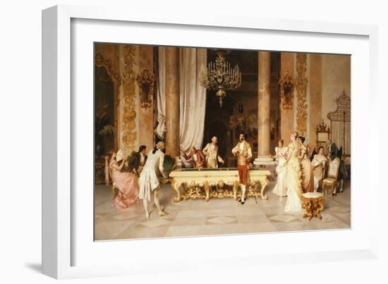 A Game of Billiards (Oil on Canvas)-Francesco Beda-Framed Giclee Print