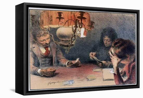 A Game of Cards, C1899-Francois Joseph Guiguet-Framed Premier Image Canvas