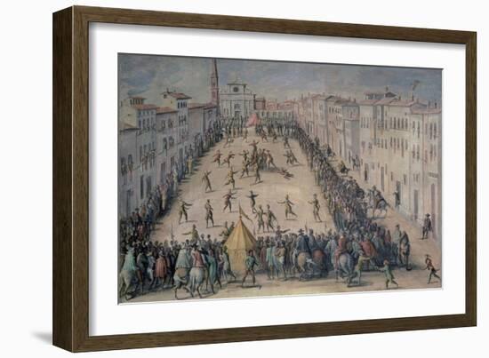 A Game of Football in the Piazza Santa Maria Novella, Florence, 1555-Jan van der Straet-Framed Giclee Print