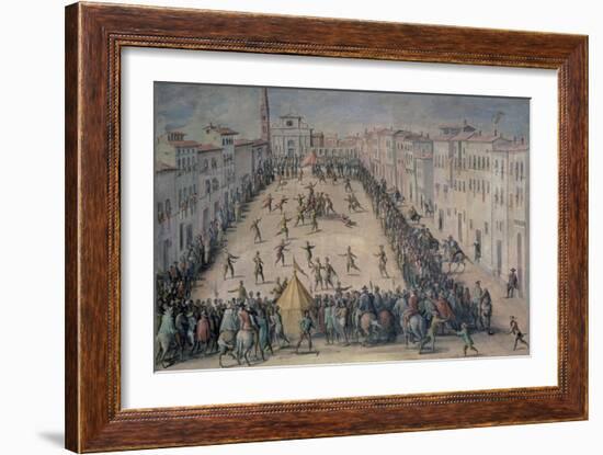 A Game of Football in the Piazza Santa Maria Novella, Florence, 1555-Jan van der Straet-Framed Giclee Print