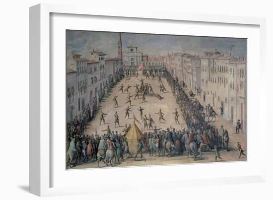 A Game of Football in the Piazza Santa Maria Novella, Florence, 1555-Jan van der Straet-Framed Giclee Print