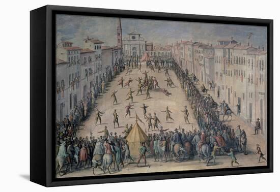 A Game of Football in the Piazza Santa Maria Novella, Florence, 1555-Jan van der Straet-Framed Premier Image Canvas