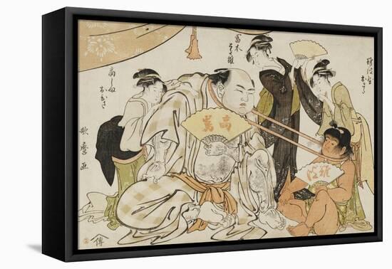 A Game of Neck Pull (Kubippiki) Between the Ozeki Tanikaze and Kintaro-Kitagawa Utamaro-Framed Premier Image Canvas