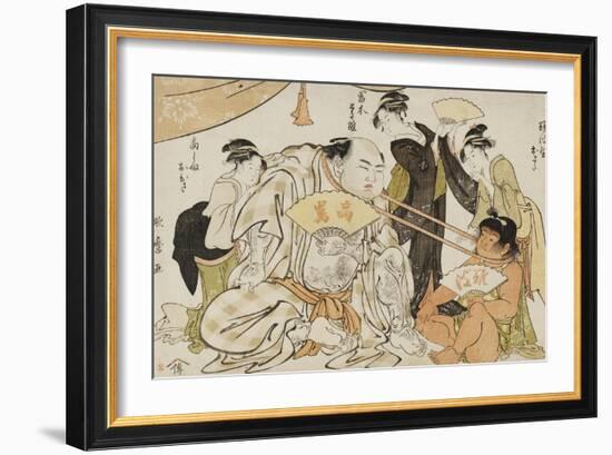 A Game of Neck Pull (Kubippiki) Between the Ozeki Tanikaze and Kintaro-Kitagawa Utamaro-Framed Giclee Print