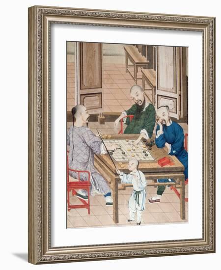 A Game of Strategy in China, Late 18th Century-null-Framed Giclee Print