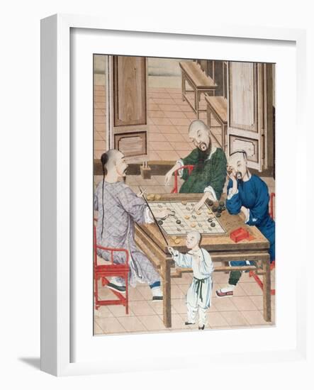A Game of Strategy in China, Late 18th Century-null-Framed Giclee Print