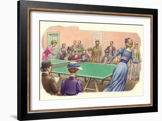 A Game of Table Tennis Being Played in Edwardian Times-Pat Nicolle-Framed Giclee Print