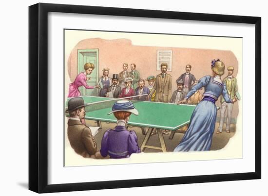 A Game of Table Tennis Being Played in Edwardian Times-Pat Nicolle-Framed Giclee Print