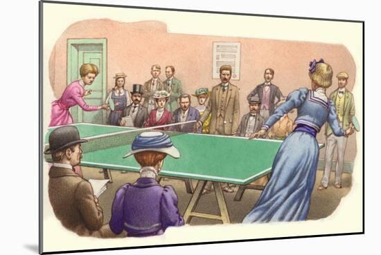 A Game of Table Tennis Being Played in Edwardian Times-Pat Nicolle-Mounted Giclee Print