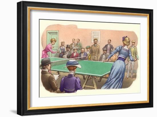 A Game of Table Tennis Being Played in Edwardian Times-Pat Nicolle-Framed Giclee Print