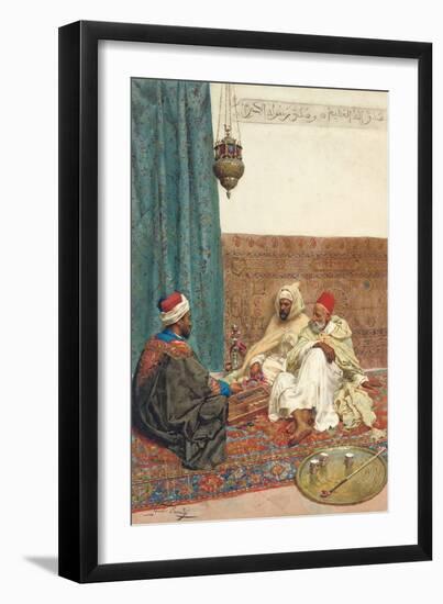 A Game of Tavli (Pencil, Watercolour, and Gouache on Paper)-Giulio Rosati-Framed Giclee Print