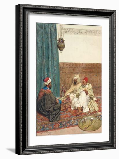 A Game of Tavli (Pencil, Watercolour, and Gouache on Paper)-Giulio Rosati-Framed Giclee Print