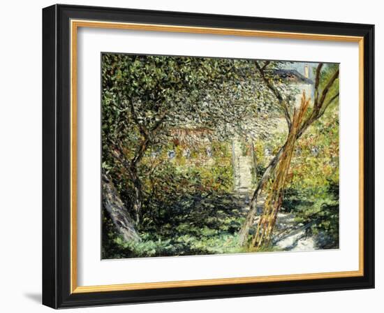 A Garden in Vetheuil-Claude Monet-Framed Giclee Print