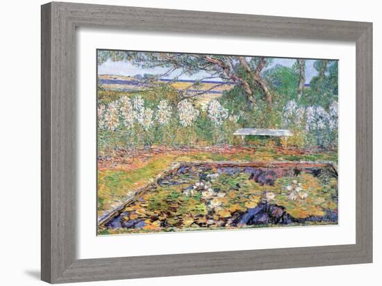 A Garden on Long Island-Childe Hassam-Framed Art Print