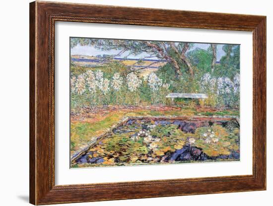 A Garden on Long Island-Childe Hassam-Framed Art Print