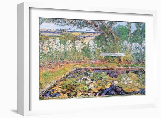 A Garden on Long Island-Childe Hassam-Framed Art Print