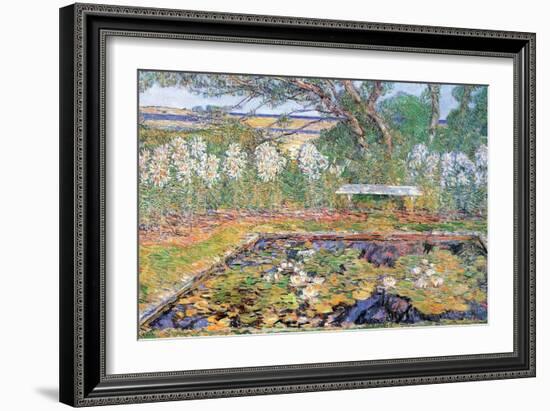 A Garden on Long Island-Childe Hassam-Framed Art Print