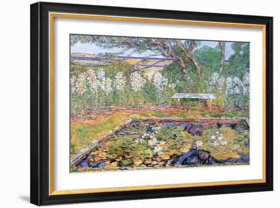 A Garden on Long Island-Childe Hassam-Framed Art Print