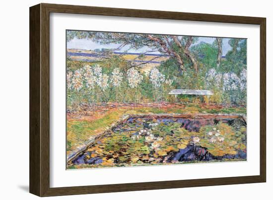 A Garden On Long Island-Childe Hassam-Framed Art Print