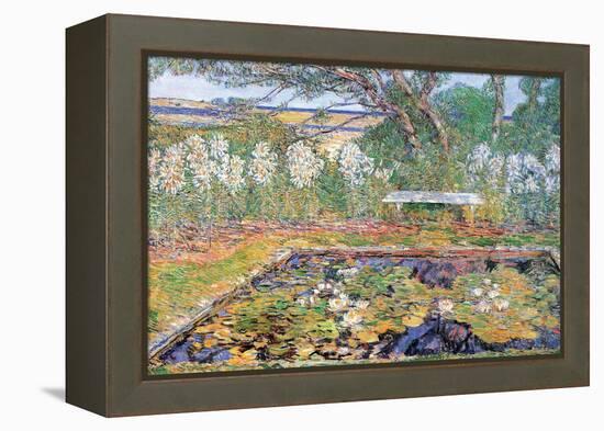 A Garden On Long Island-Childe Hassam-Framed Stretched Canvas