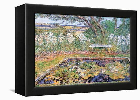 A Garden On Long Island-Childe Hassam-Framed Stretched Canvas