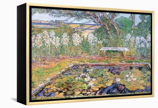 A Garden On Long Island-Childe Hassam-Framed Stretched Canvas