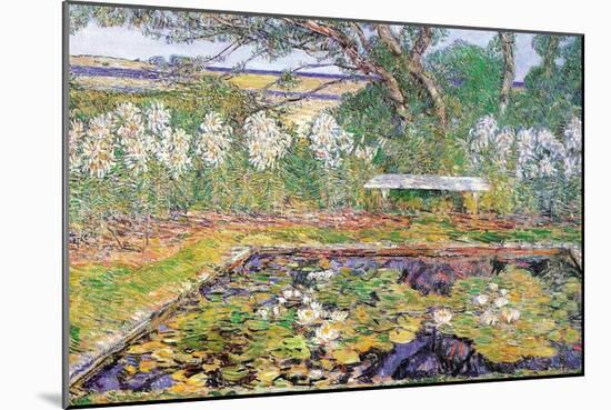 A Garden On Long Island-Childe Hassam-Mounted Art Print