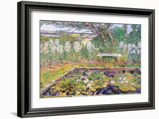 A Garden On Long Island-Childe Hassam-Framed Art Print