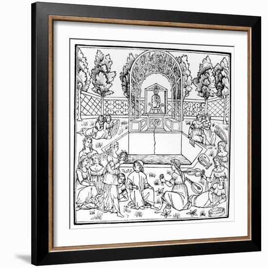A Garden Scene, from 'Hypnerotomachia Poliphili' Attributed to Francesco Colonna (C.1432-1527)-Italian-Framed Giclee Print