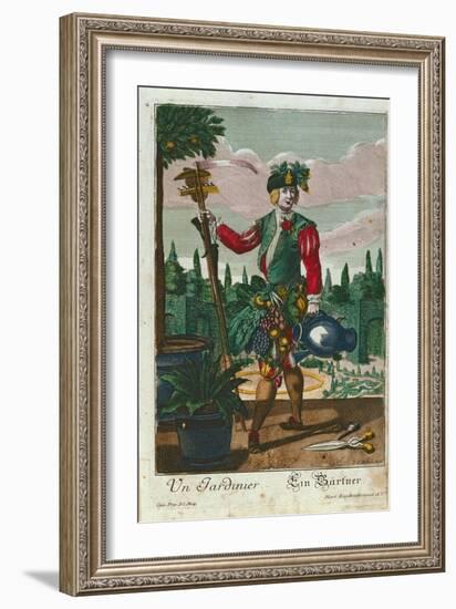 A Gardener, Allegorical Representation, C.1735-Martin Engelbrecht-Framed Giclee Print