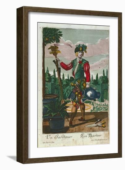 A Gardener, Allegorical Representation, C.1735-Martin Engelbrecht-Framed Giclee Print