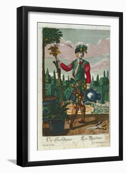 A Gardener, Allegorical Representation, C.1735-Martin Engelbrecht-Framed Giclee Print