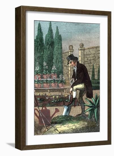 A Gardener Digging with a Spade, 1821-null-Framed Giclee Print