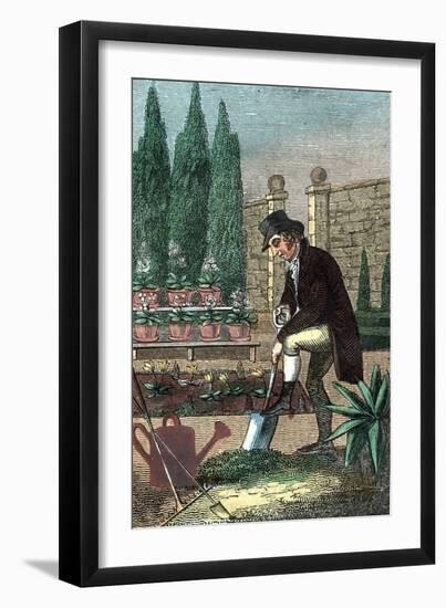 A Gardener Digging with a Spade, 1821-null-Framed Giclee Print