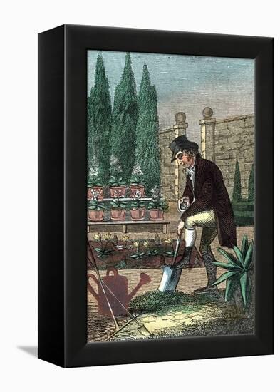 A Gardener Digging with a Spade, 1821-null-Framed Premier Image Canvas