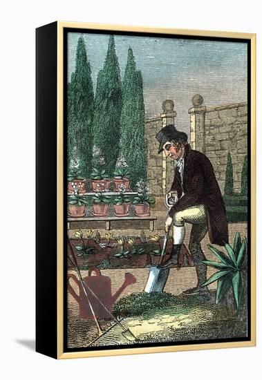 A Gardener Digging with a Spade, 1821-null-Framed Premier Image Canvas