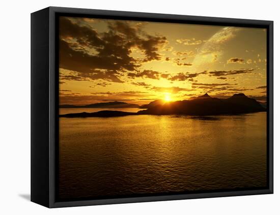 A Gas Giant and Multiple Moons Look Down on a Beautiful Island Sunset-Stocktrek Images-Framed Premier Image Canvas